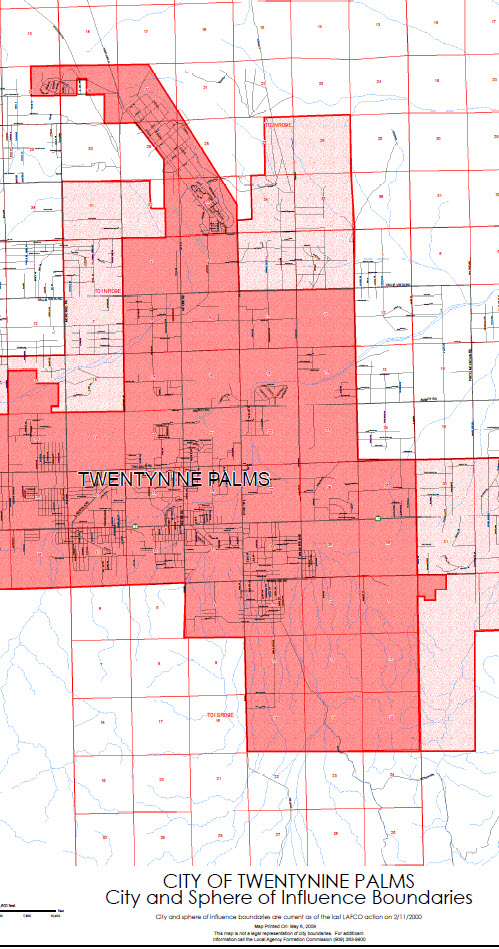 City of Twentynine Palms and Sphere of Influence Boundaries Map