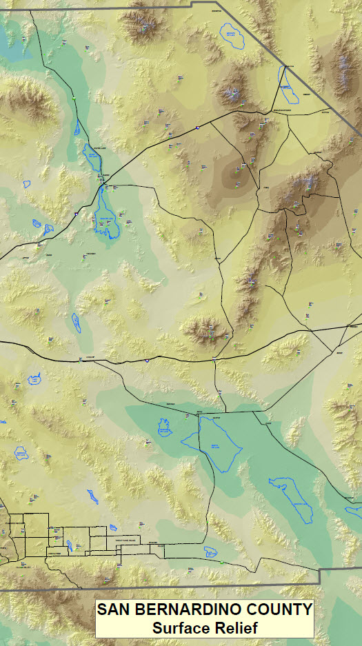 San Bernardino County Surface Relief Map
